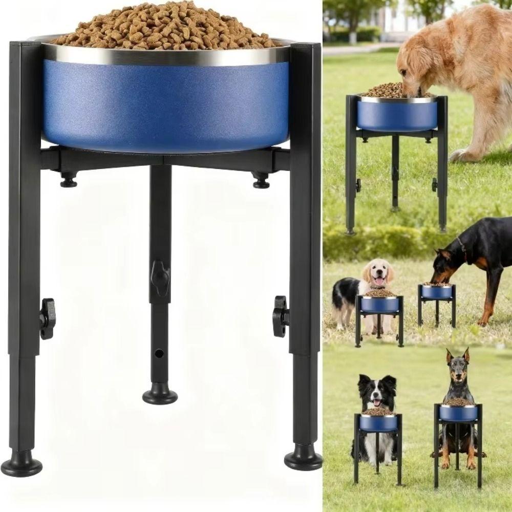 Wrought Iron Dog Bowl Stand Adjustable Width Raised Dog Feeder Bracket  Pet Supplies