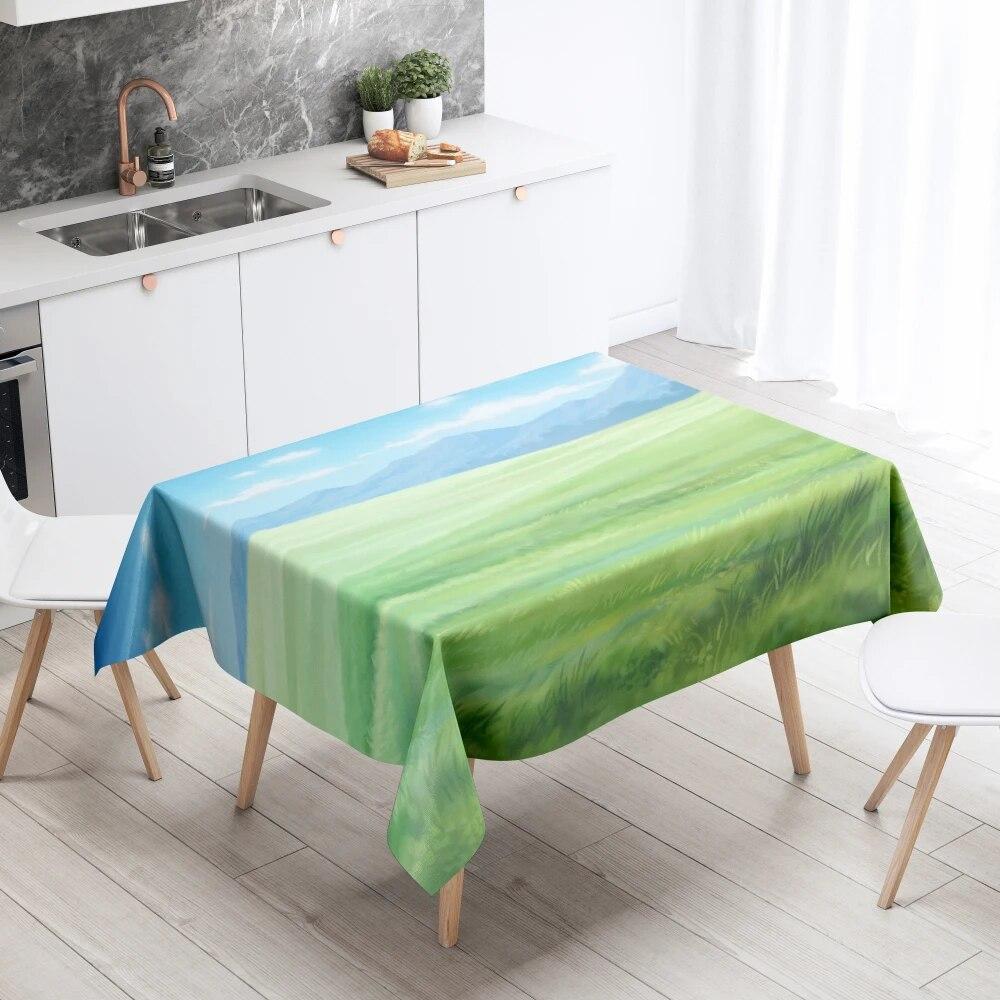 Szenische Tischdecke Heimdekor Fleckenabweisend Wasserdicht Tischdekoration Rechteckig Küche Kamin Arbeitsplatte