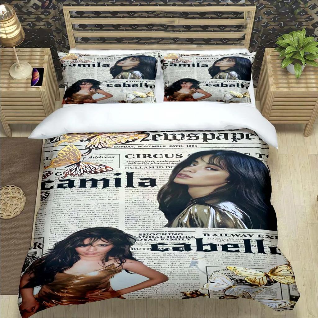 Popular Famous Singer C-Camila Cabello Print Bedding Sets Bed Supplie Set Comforter Set Teens Girls Twin Single Kid Gift
