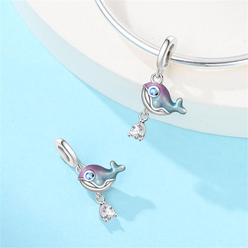 Copper Fruit Orange Cherry Little Whale Saint Cross Charms Beads Pendant For Original Bracelet Woman Girl Jewelry