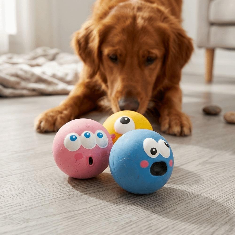 Sport Ball Shape Squeaky Dog Toy Eco Latex Pet Interactive Ball Indoor Outdoor Play