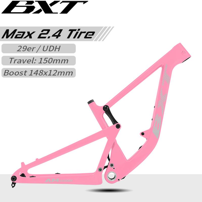 Telaio Full Suspension BXT 29er Boost, Telaio MTB in Fibra di Carbonio Gancio UDH, Boost 148x12mm, Escursione 100mm-120mm