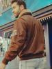 FLAVOR Jachetă Bomber Pilot din Piele Naturală cu Blană Detașabilă Perfectă pentru Toamnă și Iarnă Jachetă Bărbați, Stil, Guler, (2XL, Maro)