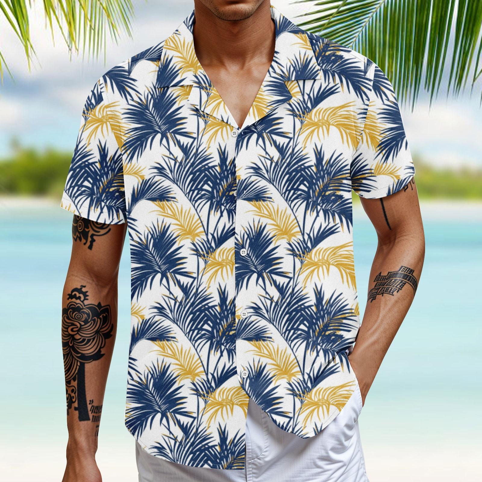 

Мужская повседневная свободная рубашка с короткими рукавами, модная рубашка с принтом, топ XXXL синий