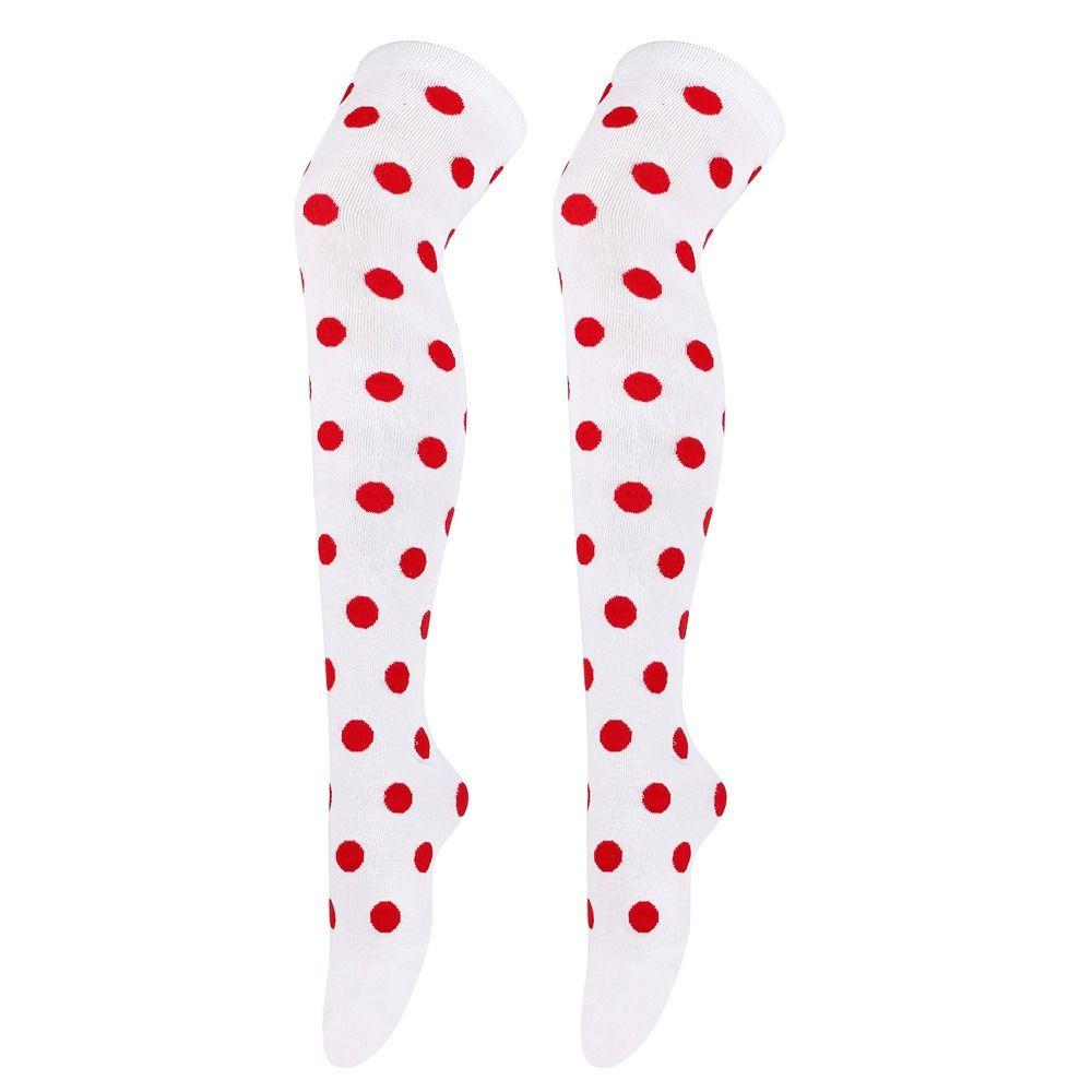 80s 90s Knee High Socks Polka Dot Red Black Dot Socks  for Masquerade Cosplay Performance Party