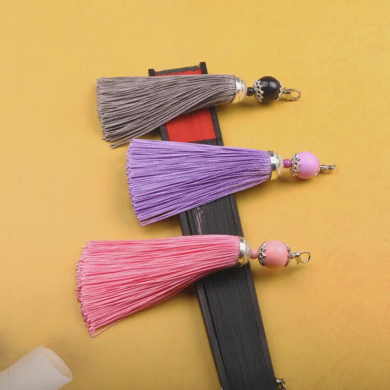8cm Small Silk Tassel Earrings Pendant Charms Crafts Silver End Caps Tassels Brush for DIY Jewelry Making Accessories 5pc