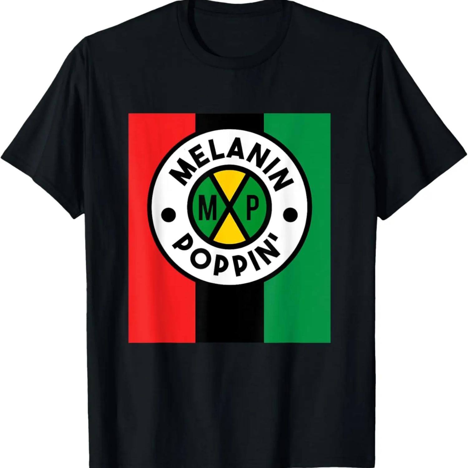 Melanin Poppin  Shirt Black Pride Anti Racism T-Shirt S чёрный