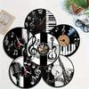 Set of 6 2D Musical Clock Wooden Coasters Non-Slip Heat ResistantTableRunner Home Office Cafe Bar Kitchen Restaurant Decoration