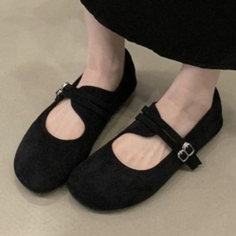 Women Flats Suede Shoes Designer Buckle Elegant Shoes Autumn Casual Sneakers 2025 New Trends Zapatillas De Mujer