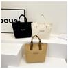 Canvas Solid Color Handbag Japanese Worker Lunch Box Bag Contrast Color Shoulder Bag