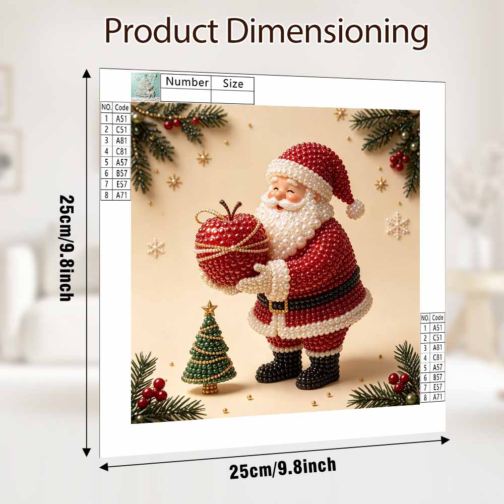 Pearl Painting Santa Claus with Apple Christmas Art Kit Handmade DIY Home Decor Painting