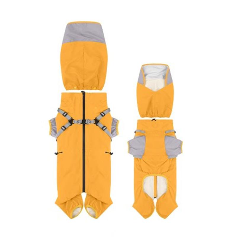 

Outdoor Dog Four-legged Raincoat Waterproof Small Medium-sized Dog Windproof Dog Jacket High Neck Warm Detachable Clothing S
