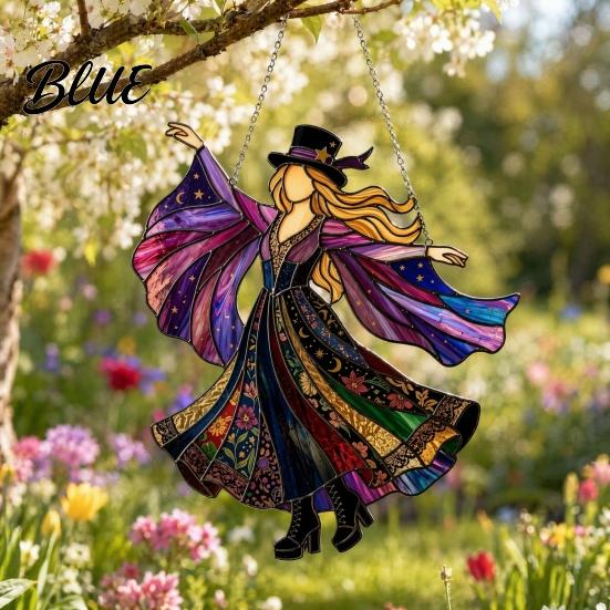 Spinner for Car Mirror Decor Dancing Lady Sun Catcher, Handmade Stained Glass Wind Spinner, Patio Hanging Decoration Boho Sunlight Catcher Window