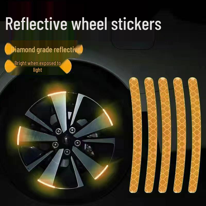 

Светоотражающие наклейки на ступицу колеса автомобиля, устойчивые к царапинам - Набор для модификации шин Reflective Wheel Rim Stickers [Set of 20] алмаз/жёлтый