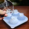 Golf Ball Ice Cube Tray with Funnel 4-Cavity Silicone Mold for Large Sphere Ice Easy-Release Leak-Proof Food-Grade Ice Cube Maker for Home Bar