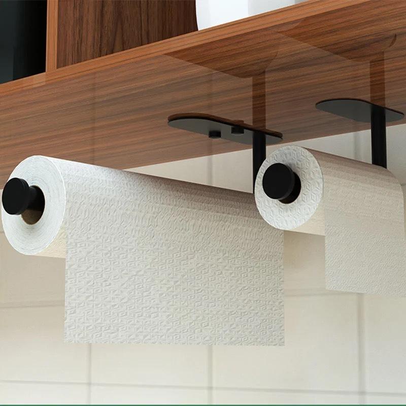 1Pc Punch-Free Self-Adhesive Wall-Mounted Paper Tissue Rack Suitable For Kitchen Bathroom Under Cabinet Sink Cling Film Storage