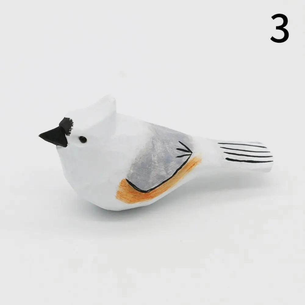 Multi-style Cute Wood Carving Bird Handmade Carving Small Bird Ornament Painting Nordic-style Wooden Bird Figurine Home Decor