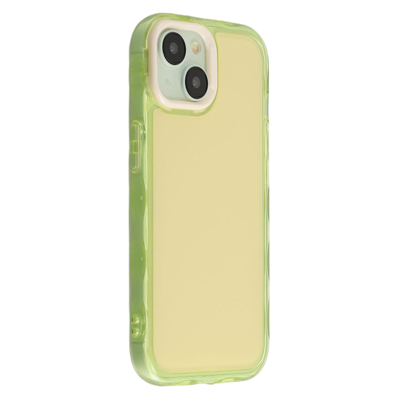 

For iPhone 14 Case Inner Wave Pattern TPU+Acrylic Phone Cover Yellow