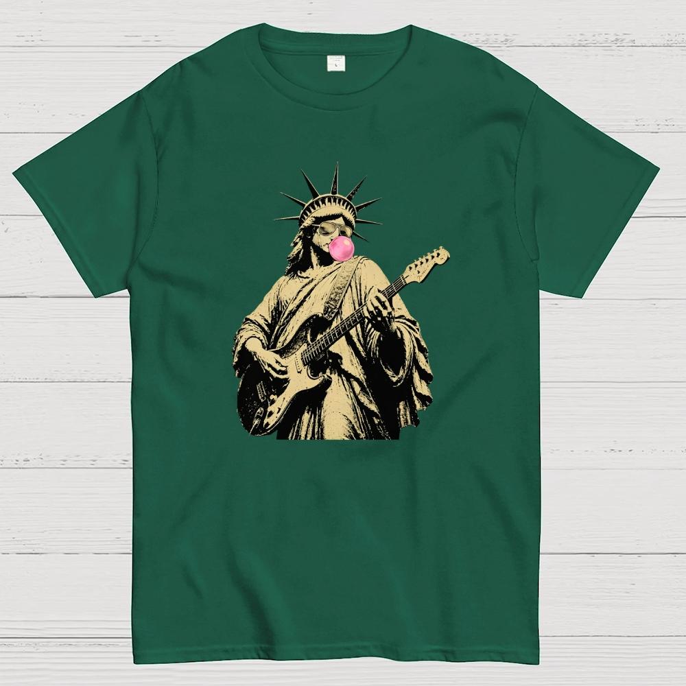 Statue of Liberty Guitar – America 250 Cotton Casual Cool Loose T-Shirt