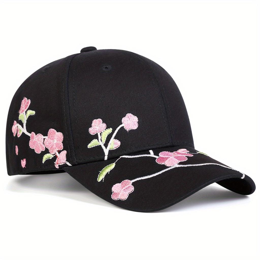 Verstellbare Baseballkappe für Damen mit Kirschblütenstickerei - Stilvoll und Lässig, Geeignet für Sonnenschutz