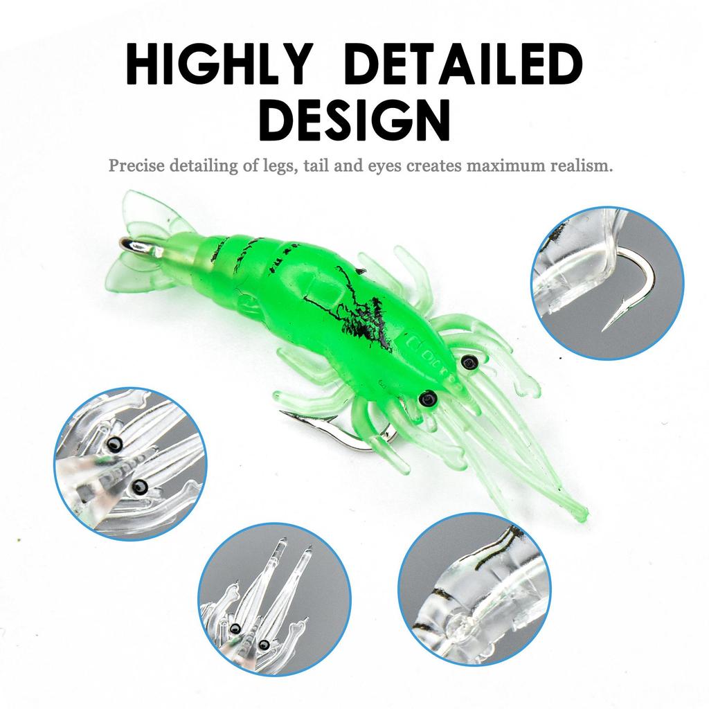 25Pcs 4.5cm 1.3g Soft Shrimp Lure Set - Realistic Silicone Artificial Shrimp Bait with Hook for Freshwater Saltwater Fishing