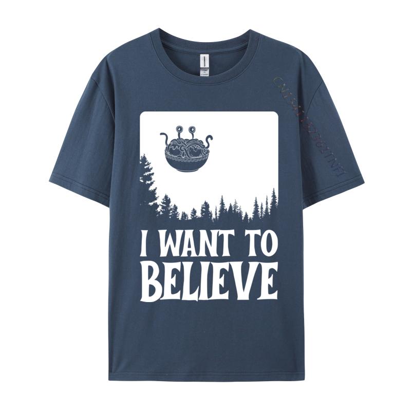 Flying Spaghetti Monster Fsm Pastafari I Want To Believe T Shirt 2024 New Fashion Hip Hop Cotton Fabric Men's T-Shirt Printing