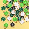4-Color Four-Leaf Clover Plant Charm Pendant, KC Gold, 12x18mm, Drip Oil Finish for Handmade Necklaces