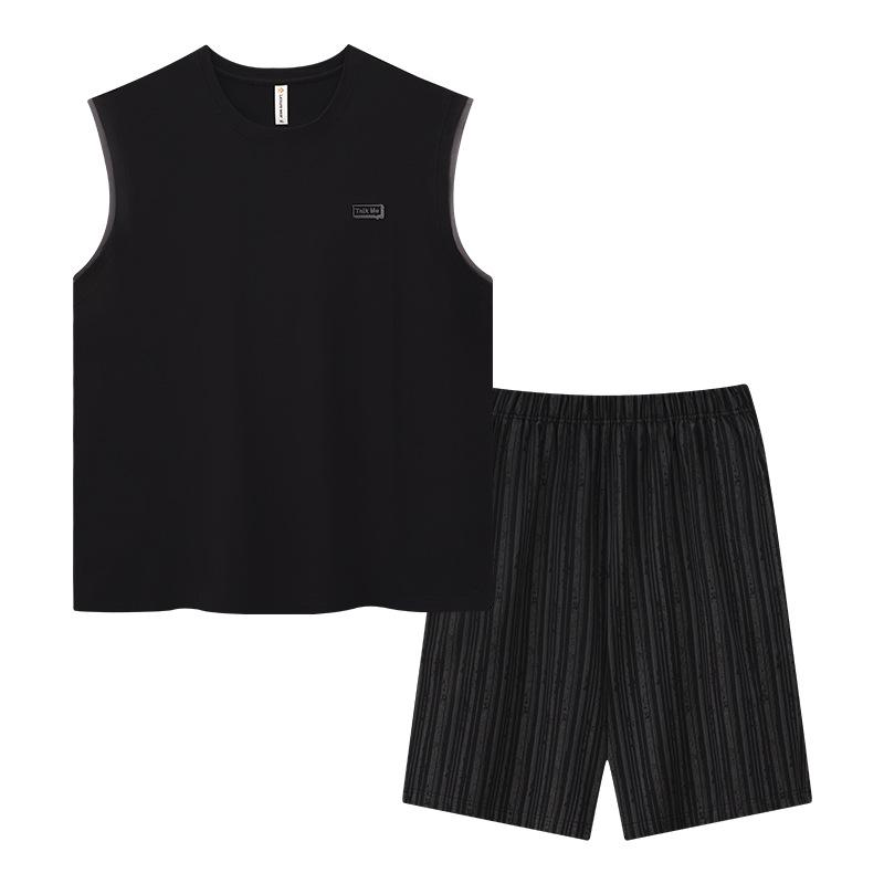 Men's pajamas summer thin cotton vest shorts cool summer men's casual can wear large size loungewear