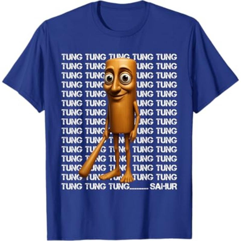 Tung Tung Tung Sahur Funny Italian Brainrot Meme Boys Kids T-Shirt Humor AI Y2k Design Graphic Outfit Short Sleeve Blouses Tees