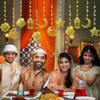 AhfuLife Ramadan Mubarak Eid Decorations for Home, 6 PCS Pre-Tied Golden Islamic Star Moon Lantern - Reble Eid Garland Streamer Eid Mubarak