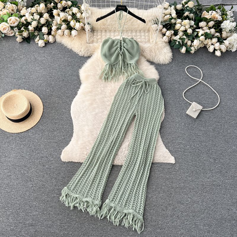 Bohemia Seaside Vacation Tassel Hollow-out Halter