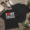 Backprint I Heart Love My Autistic Girlfriend T Shirt Men's Cotton Casual T-Shirt Round Neck GF