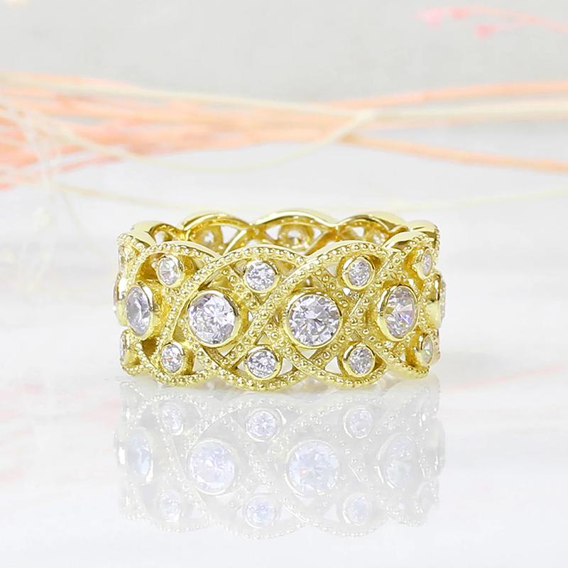 

Huitan Cross Design Wedding Rings for Women Luxury Paved Dazzling Cubic Zirconia Silver Color/Gold Color Female Fashion Jewelry 6
