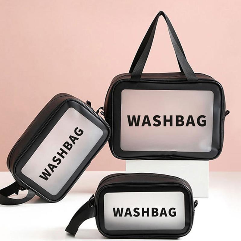 Dry-Wet Separation Double Transparent Pu Makeup Bag Portable Washing Bag Cosmetic Storage Bag Travel Fitness Swimming Essentials