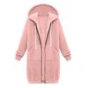 Women Casual Zip Up Hoodie Long Tunic Sweatshirt Winter Windproof Drawstring Hooded Jacket Outerwear Pockets