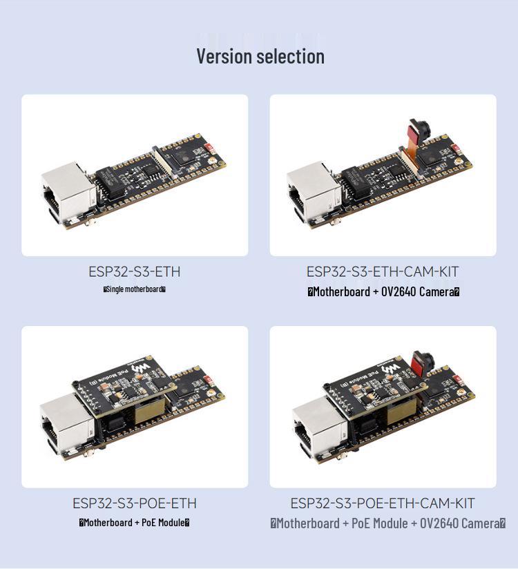 ESP32-S3 Development Board with Ethernet, WiFi/Bluetooth 5, PoE, Camera Support, 32-bit LX7 Dual-core
