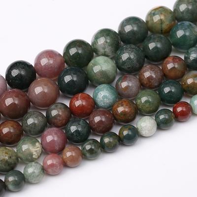 Indian Agates Stone Natural Round Beads 15"Strand Smooth Loose Spacer Beads 4/6/8/10/12mm for Jewelry Making DIY Bracelets Accessories