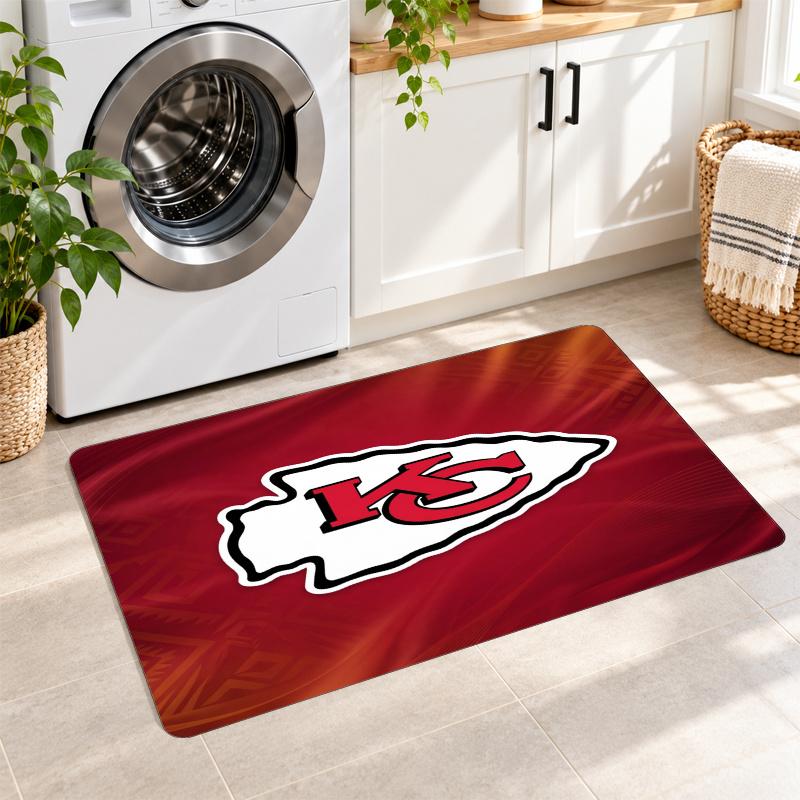 Flannel Kitchen Mat Kansas City Chiefs Soft Area Rug Non Slip Floor Carpet Home Decoration