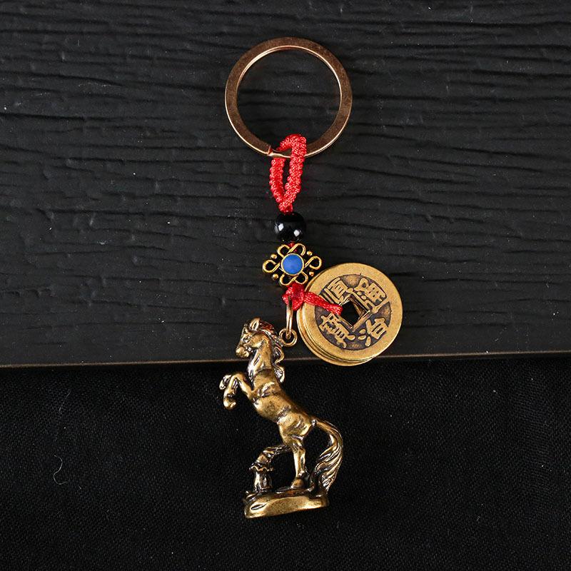1 Stück Kupfer Feng Shui Reichtum Schlüsselanhänger 2026 Jahr des Chinesischen Tierkreises Pferd Glücklicher Schlüsselanhänger Damen Herren Tasche Anhänger Schmuck Geschenk