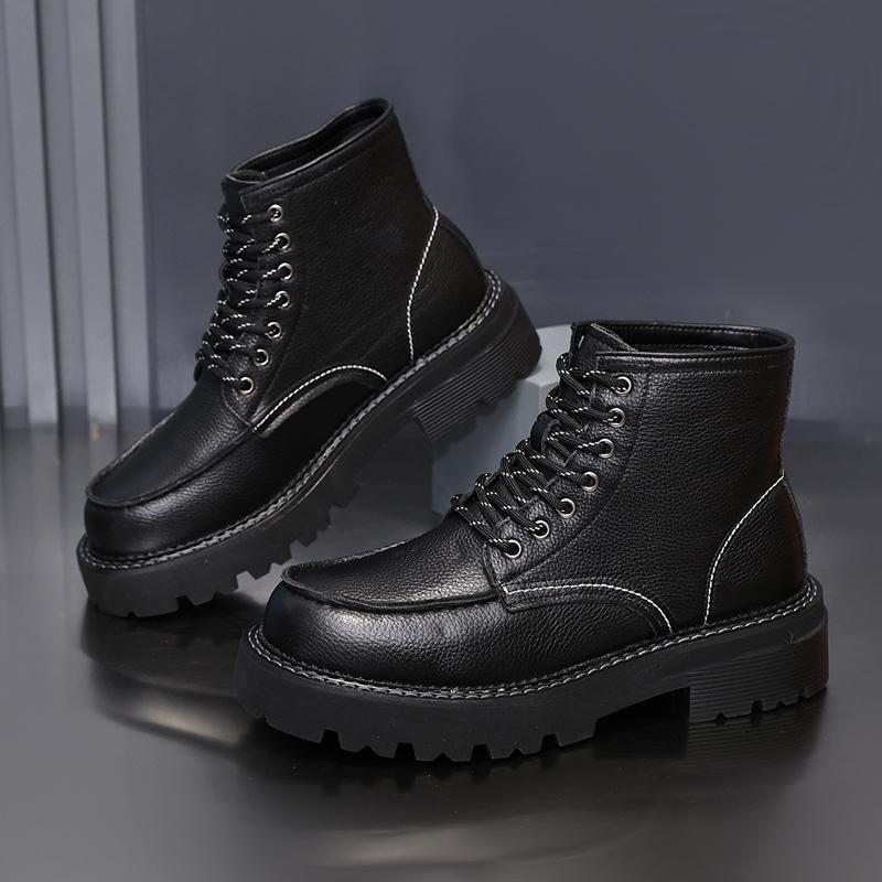 

Fashion Golden Sapling Wear-resistant Men s Boots Outdoor Genuine Leather Soft Soled Plush Black Boot Man Fashion Genuine Leather Shoes 41