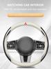 Car Steering Wheel Cover Carbon Fiber Leather For Mitsubishi ASX Lancer Pajero Outlander L200 EVO Lancer EX Motors Metal Label