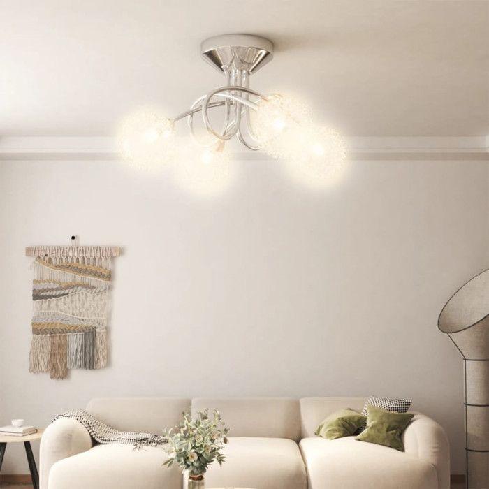 Plafonnier avec abat jour en maille métallique pour 4 LED G9