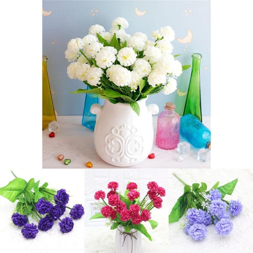Elegant 9 Heads Artificial Carnation Silk Flowers Bouquet For Home And Wedding Decor