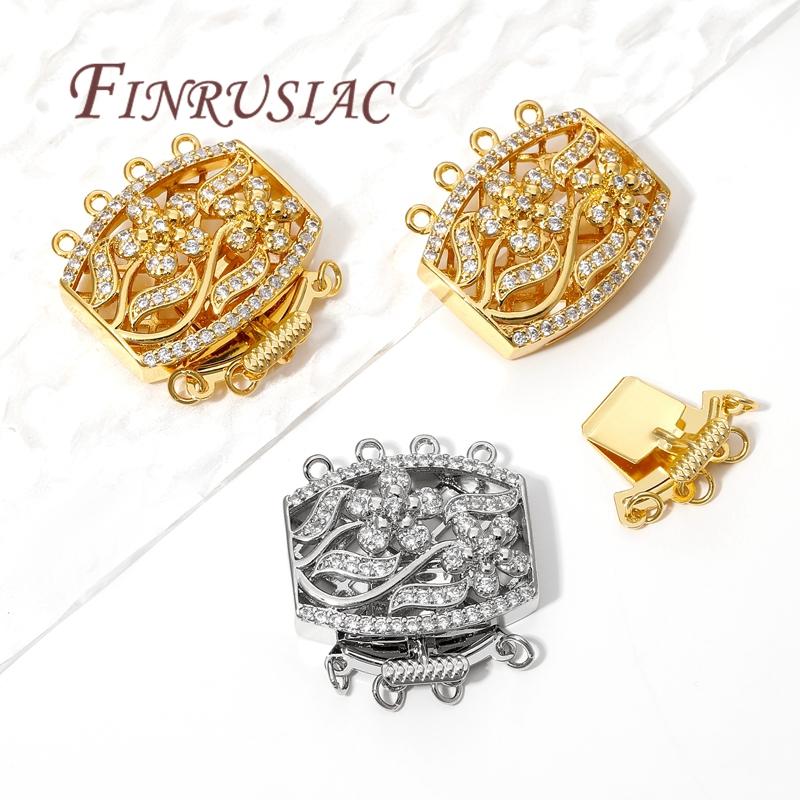 18K Real Gold Plated Brass with Zircon Bracelet Clasps,Connectors For Jewelry Making DIY Necklace Fasteners For Bracelets