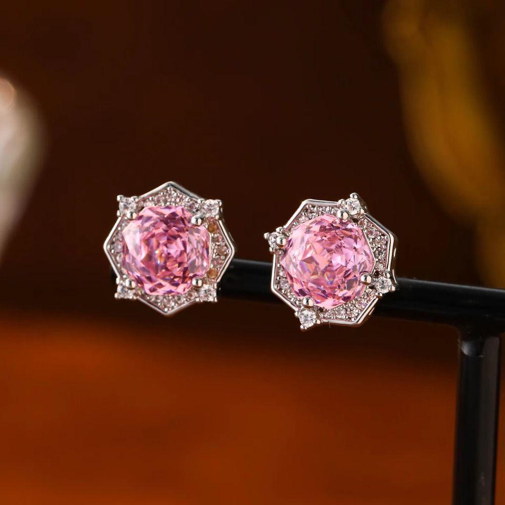Unique Design Pink Zircon Stud Earrings Zirconium Rose Petal Earrings Earrings For Women