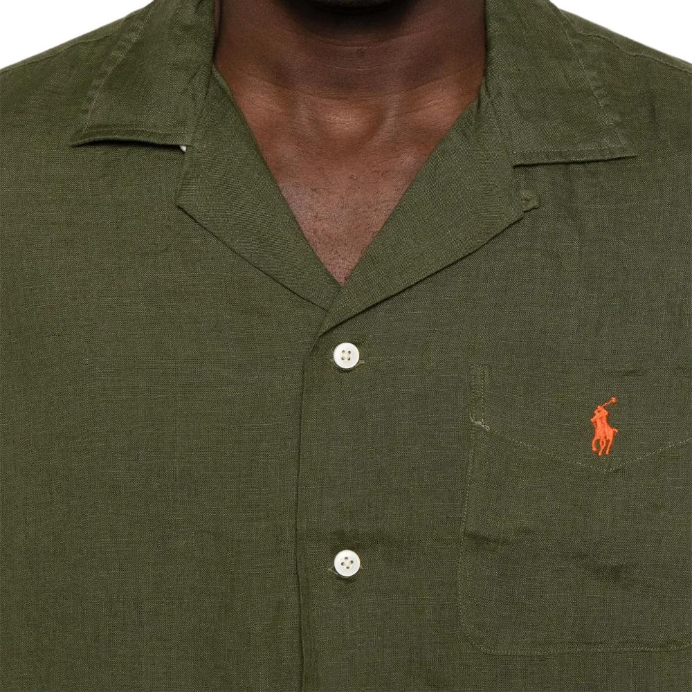 Polo Ralph Lauren Logo Single-Breasted Loose Short Sleeve Shirt Men Shirts Olive-Green 710966421-002