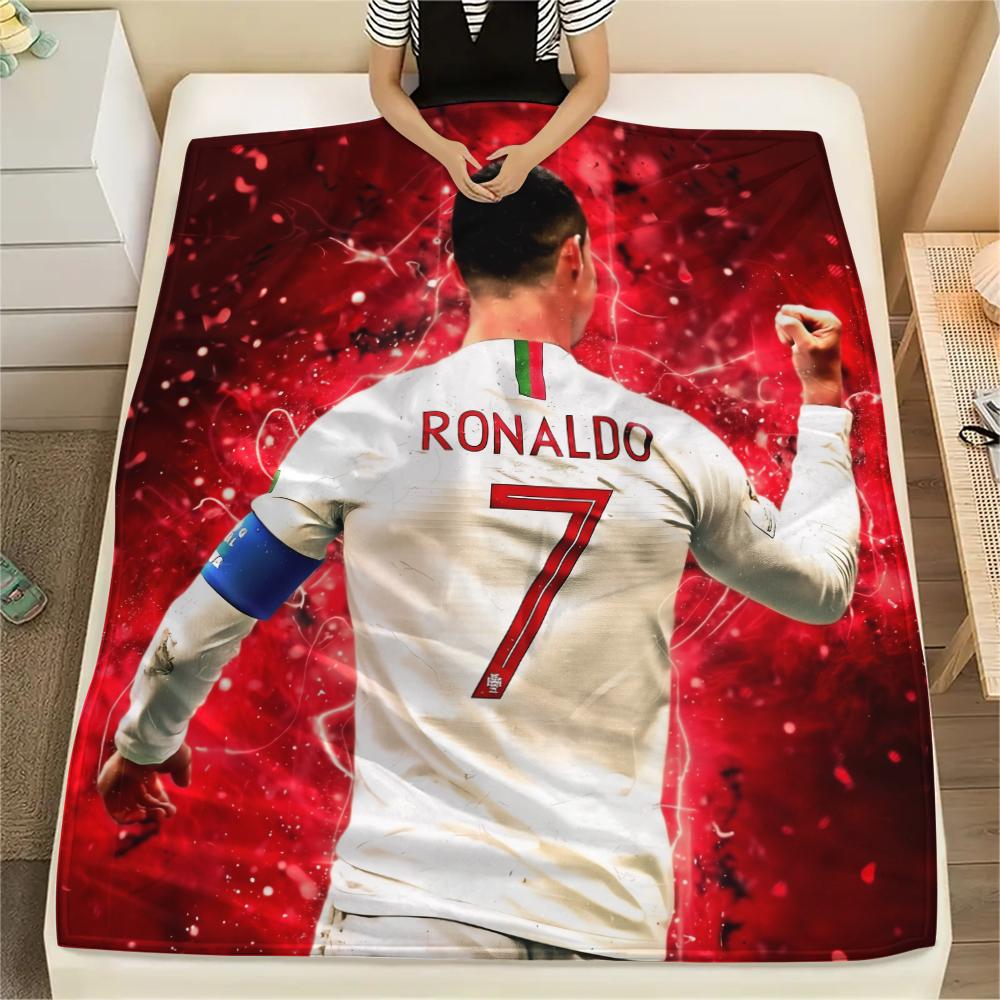 Calcio Ronaldo, coperta in flanella con motivo, alta qualità, confortevole per tutte le stagioni, decorazione per la casa, calore e comfort, perfetta per i regali.