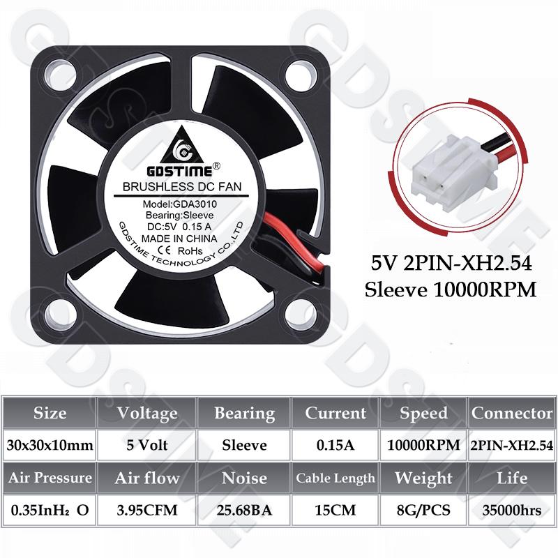 GDSTIME 3010 Fan 24V Ball Bearings Brushless Fan 30x10MM 12V 5V Cooling Fan 30MM Micro Fan for Car Lamp,3D Printer Part Cooling Fuel Injectors 6