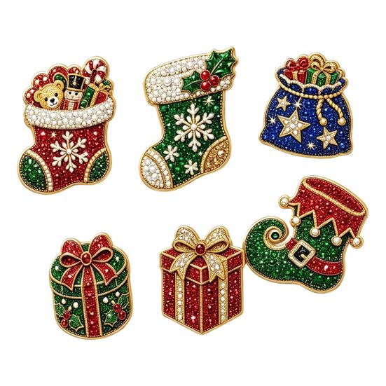 DIY Kunst-Sets mit Kunstperlen 6 Stück/Set Kühlschrankmagnet-Set, Weihnachts-Schneemann-Baum-Weihnachtsmann Feiertags-Heimdekorationen Magnete, Mosaik-Kühlschrank-Dekoration für