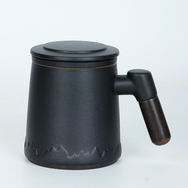 

Ceramic cup, tea separation cup, office tea cup, cup with lid, filter cup, mug, personal cup, business gift 400ml